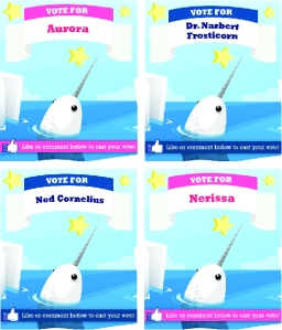 The Winter Wondergift may be over but you can still vote for the Narwhal! Pick your favorite on Facebook.